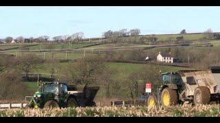 Muck-spreading on the Old Maize Stubble - with John Deere and Case.