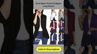 Women Solid Open Front Cardigans Long Sleeve Casual #shorts #shortvideo