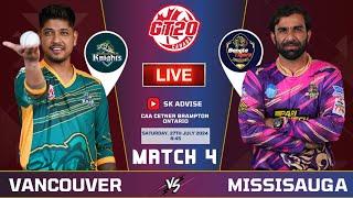 Vancouver Knights VS Bangla Tigers Missisauga GT20 League 4th MATCH 2024 || Vancouver VS Tiger Live