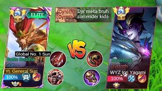 SUN VS. META DYROTH TRASHTALKER!! ( Best way to counter meta heroes?) | SUN REVAMP GAMEPLAY | MLBB