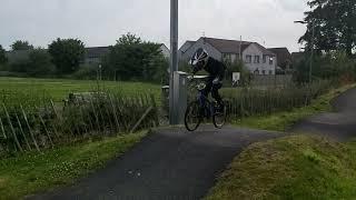 Tommy practicing BMX skills at Ards Pump Track.