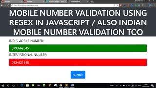 Phone Number Validation in JavaScript using Regular Expression | Mobile Number Regex Validation