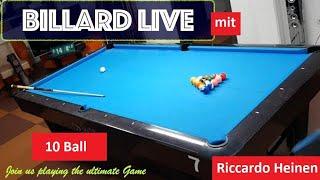 Billard Live aus Ludwigshafen. Match zwischen Zehrudin Vereget und Riccardo Heinen 10 Ball auf 15 GS