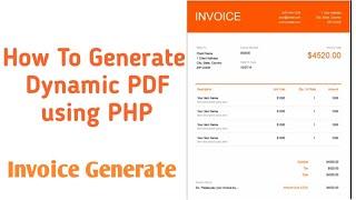 Generate Dynamic PDF FILES in PHP from database |How to generate dynamic invoice File from HTML/ PHP