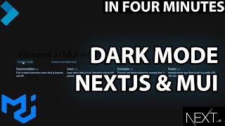 Support Light & Dark Theme with NextJs & MUI | In Four Minutes