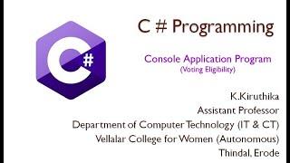 #4 : C# - Console Application ~ Example Program