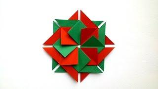 How to Make Origami Christmas Mandala - Origami tutorial