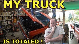 TRUCK FALLS OFF LIFT!!!  --- IT'S  DESTROYED!