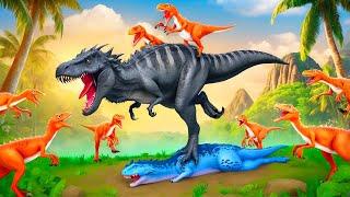 Tyrannosaurus & Spinosaurus vs Raptors: Ultimate Dinosaur Clash in Jurassic Arena!