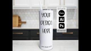 White Skinny Tumbler Mockup - Photoshop Tutorial