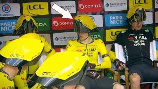 Visma | Lease a Bike Unveil Controversial TT Helmet | Paris-Nice 2024 Stage 3