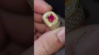 Nhẫn nam ruby fanxet nhỏ xinh màu đẹp Lên nhẫn vàng cực sáng #gems #daquy #ruby #travel