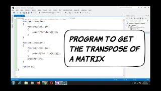 Program to get the transpose of a matrix | Programming in C