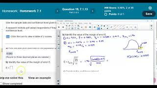 Math 14 7.1.13 Find the point estimate, margin of error & confidence interval of pop. proportion p.