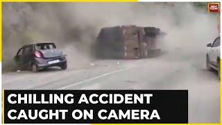 Chilling Accident Caught On Camera As Truck Veers Off Road, Rams Into Vehicles In Shimla