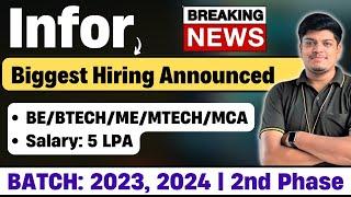 Infor 2024, 2023 Biggest Hiring Announced | Salary: 5 LPA | Off Campus Drive | BE/BTECH/ME/MTECH/MCA