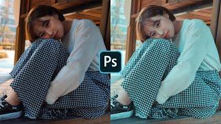 HOW TO EDIT PHOTOS IN PHOTOSHOP  | Warm Blue Korean Inspired |