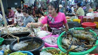 Market show, Good tip to make yummy grilled shrimps eat with fried rice / Yummy grilled shrimp