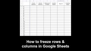 Freezing Rows & Columns in Google Sheets