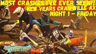 Most Crashes I’ve EVER Seen!! Crashville Arenacross New Years Night 1