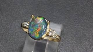 Opal & Diamond ring   ITEM A 229 TRIPLET 1 VIDEO   1