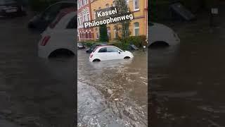 Kassel Philosophenweg | Unwetter Juni | Auto schwimmt weg
