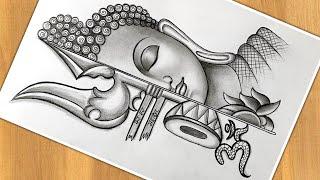 How To Draw Buddha With Trishul | Step By Step | Easy Trick | For Beginners | Pencil Drawing Easy