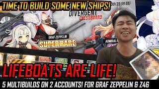 Lifeboats are LIFE! 50 Builds for Graf Zeppelin & Z46 (2 Accounts) Let's Row!