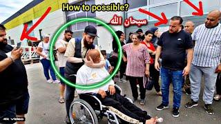 The most powerful clip in the world in Germany. This man is a Palestinian paralyzed for years.