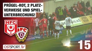 Prügel-ROT, 2 Platzverweise und Spielunterbrechung! Halle - BFC Dynamo | Regionalliga Nordost