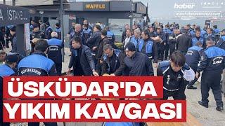 Üsküdar'da bir kafenin yıkımı sırasında gerginlik yaşandı