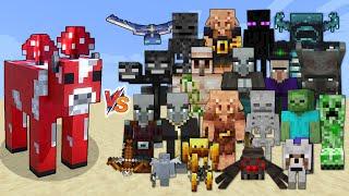 Mooshroom vs All Mobs in Minecraft - Mooshroom cow (Minecraft Dungeons) vs All Mobs