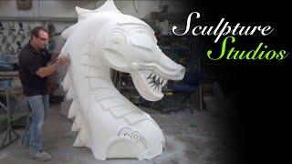 Hand Carving a Polystyrene / Styrofoam Dragon by Sculpture Studios