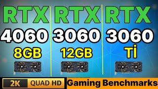 RTX 4060 VS RTX 3060 Tİ VS RTX 3060 12GB  Nvidia RTX 4060 NON TI Gaming Benchmarks 1440p + R9 5900X