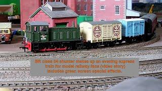 BR class 04 shunter makes up an evening express train for model railway fans | (video story)