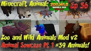 ZAWA Mod v2 Animal Showcase Pt1 with 1st 39 of the 72 Animals A - H Minecraft Animals Ep36