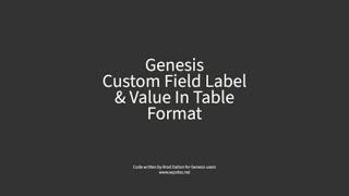 Custom Field Label & Value In Table Format