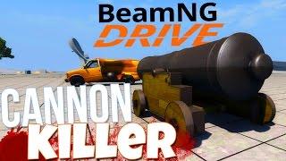 BeamNG Drive - Shooting Cars With Cannons - New Cannon Vehicle Crashes