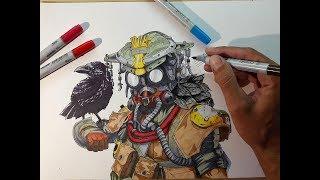 AMAZING apex legends drawing ||EPIC BLOODHOUND speed drawing !