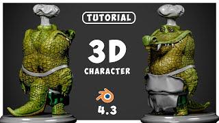 Masterclass: Sculpting Crocodile Chef Character in Blender – Essential Tips for High-Quality 3D Art!