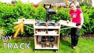 DIY Mitre Saw Stand /Folding Mobile Station with Wheels & Stop Block | The Carpenter's Daughter