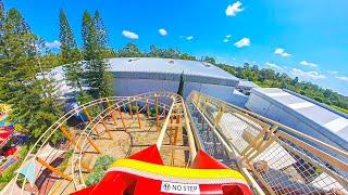 Road Runner Roller Coaster - Warner Brothers Movie World - Onride - 4K - Wide Angle