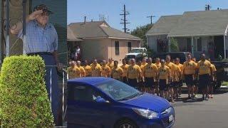 98-Year-Old World War II Vet Tears Up When Navy Sailors Surprise Him With Song