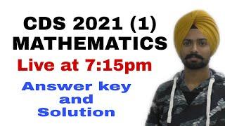 CDS 2021 (1) MATHEMATICS ANSWER KEY BY Sandeep Brar