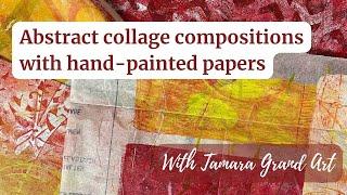 Abstract Collage Composition with Hand-painted Papers