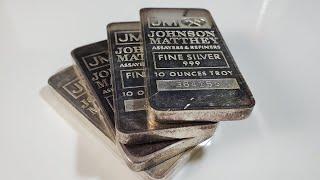 10 Ounce Johnson Matthey Pressed Silver Bars