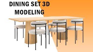 Dining Set Cb2 Inesse Chair & Bancroft Table  | Speed Modeling 3DS MAX |