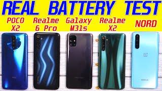 Galaxy M31s vs Nord, Realme 6 Pro, Poco X2 Battery Drain Test | Heating | Charging Test [Hindi]