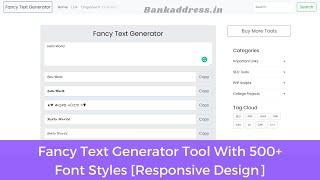 Fancy Text Generator Tool With Responsive Layout | 500+ Font Styles | Bankaddress
