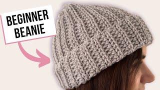 HOW TO CROCHET A CHUNKY RIBBED BEANIE | Beginner Friendly